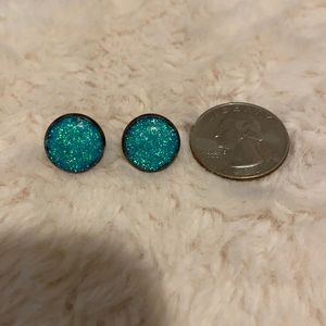 Handmade sparkly turquoise earrings
